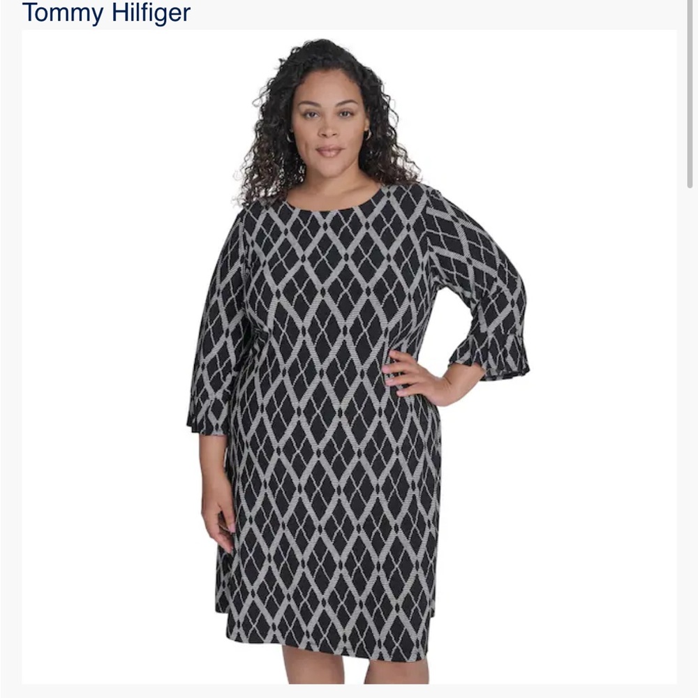 Tommy Hilfiger Black and White Diamond Pattern Dress